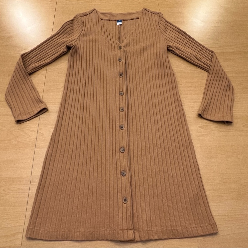 Old Navy Women’s Ribbed Knit Long Sleeve Button Front Dress Size Medium